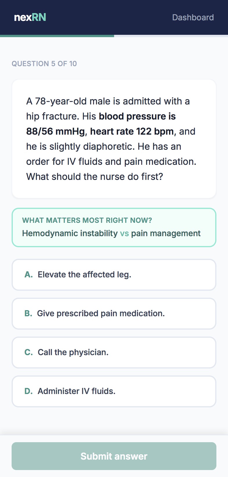 nexRN practice question